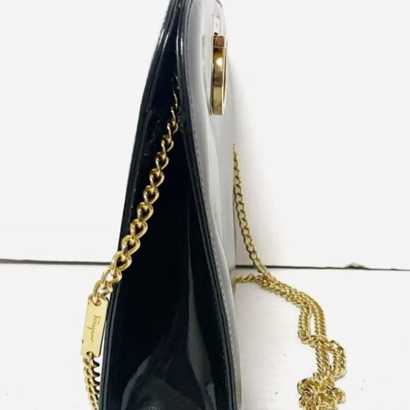 Salvatore Ferragamo Gancini  Shoulder Bag Black Leather - Picture 2 of 9